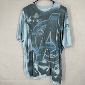 Marvel Avengers Logo Men's Tee - Light Blue hulk iron man
